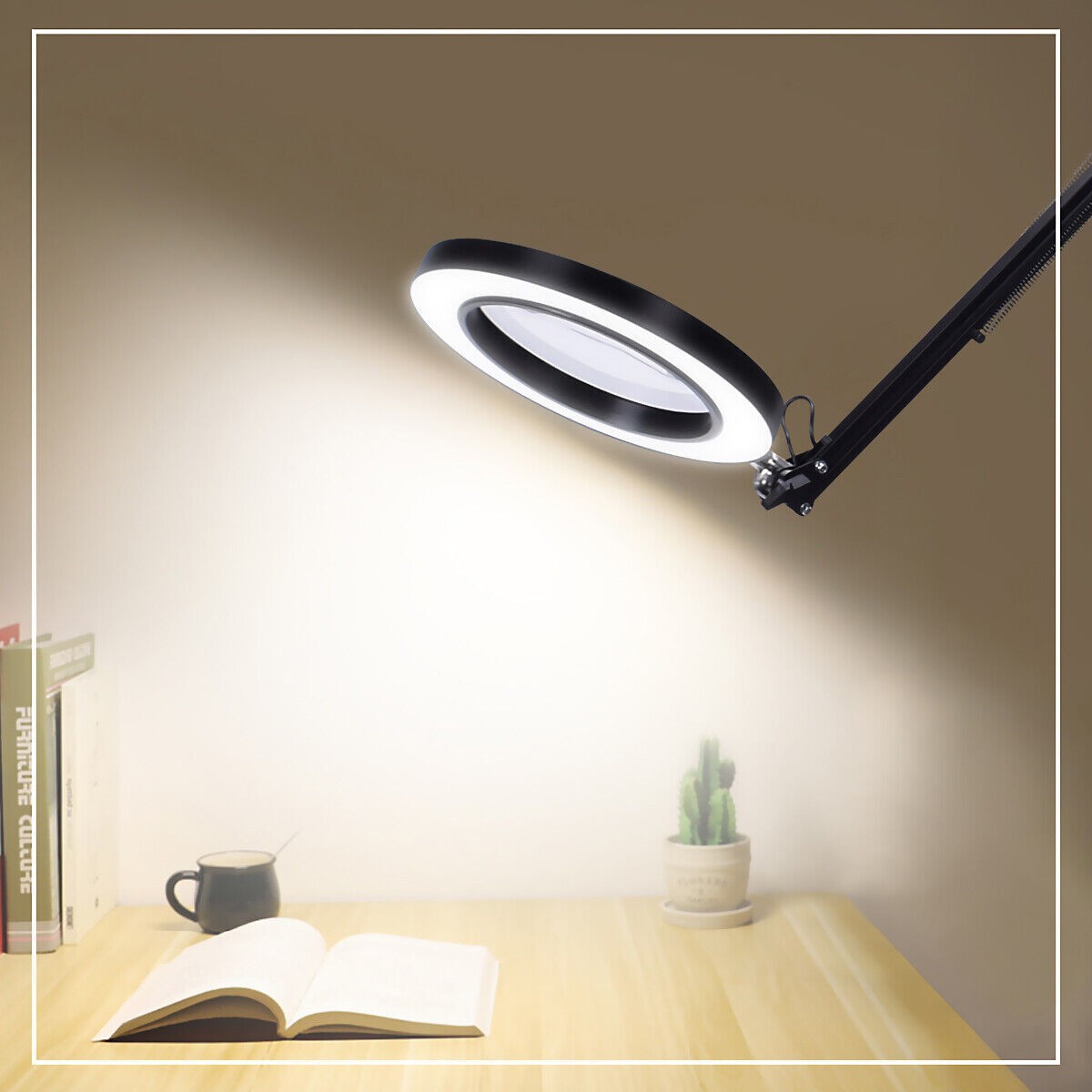 10X Magnifier Glass LED Desk Lamp With Light Stand Clamp Beauty Magnifying Lamp