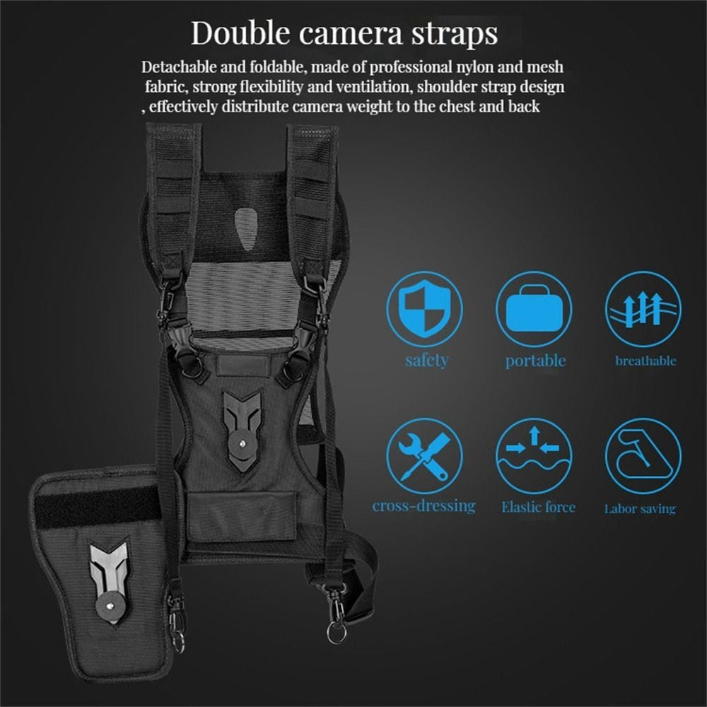 1set Camera Carrying Chest Harness System Vest Quick Strap with Side Holster