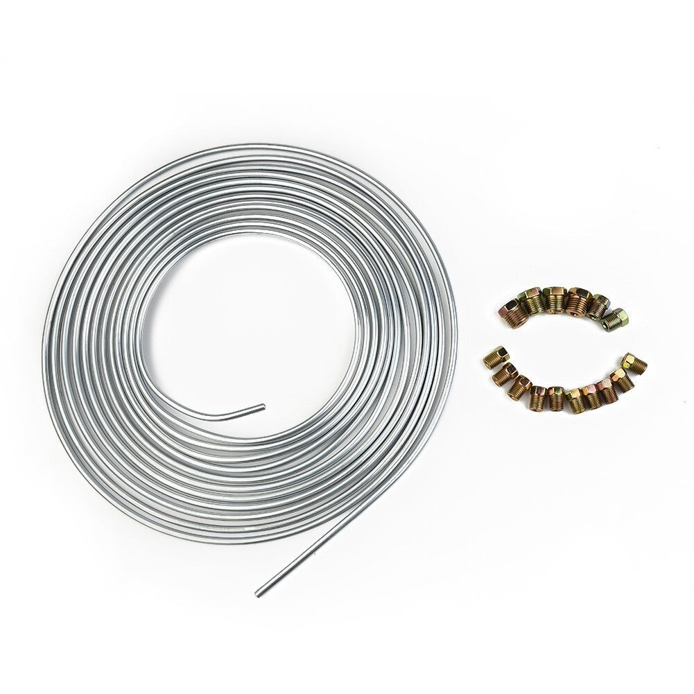 Silver Steel Nickel Kunifer Brake Line Pipe 25ft Roll 3/16'' Metric Fitting UK