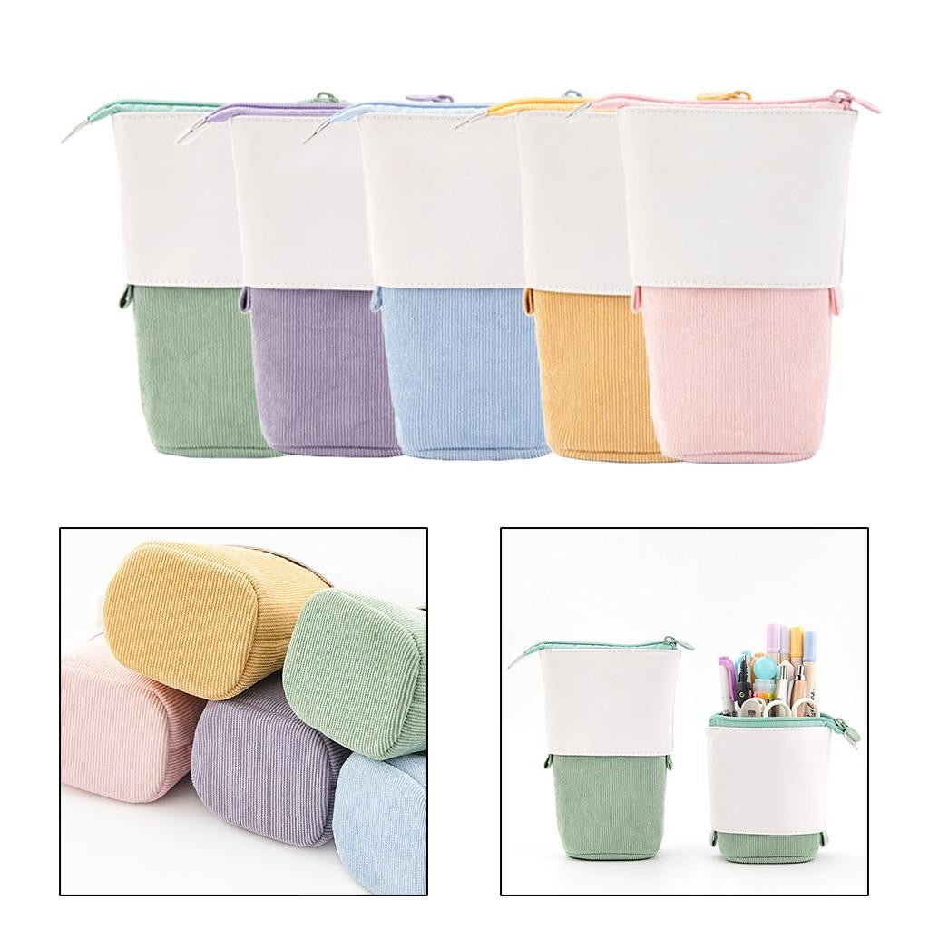 Stand-up Pencil Telescopic Holder Transformer Pen Box Stationery Case PU