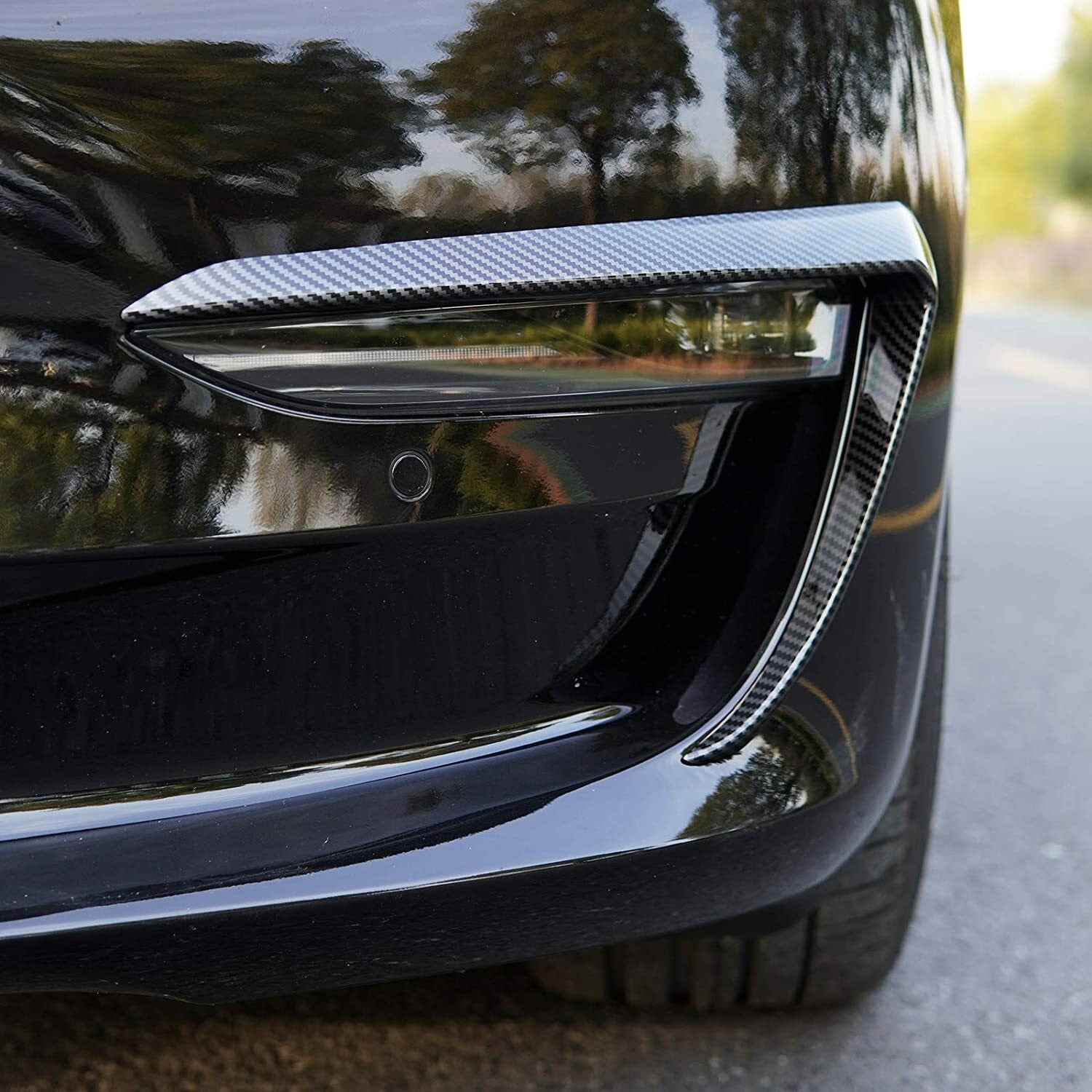 Tesla Model 3 Front Fog Light Trim Cover Fog Lamp Frame Blade Eyebrow Spoiler