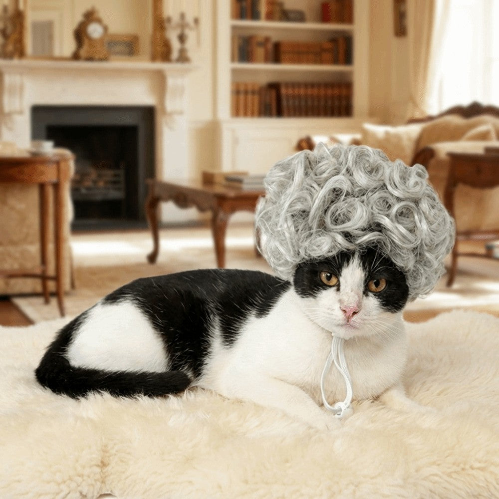 Curly Pet Wig Small Dog Cat Cosplay Headpiece Funny Dressing Hair Halloween Prop