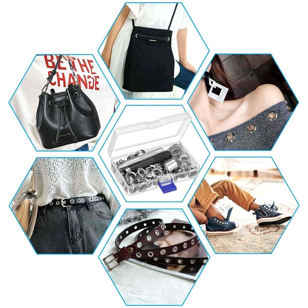 100Pcs 12-20mm Round Eyelets Set with Pliers – For Tarpaulin & Garden Eyelets