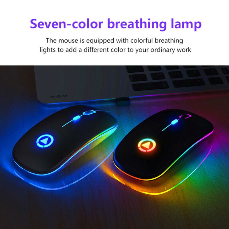 Slim Rechargeable Bluetooth/ USB Wireless RGB Mouse for Tablet PC Andoid iPad