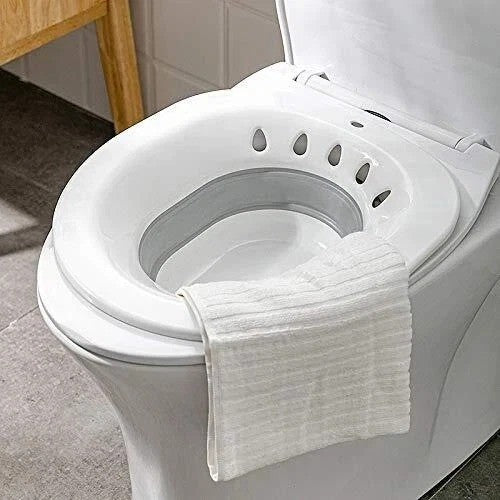 Sitz Bath for Hemorrhoids & Postpartum Care with Flusher Toilet Soaking Basin