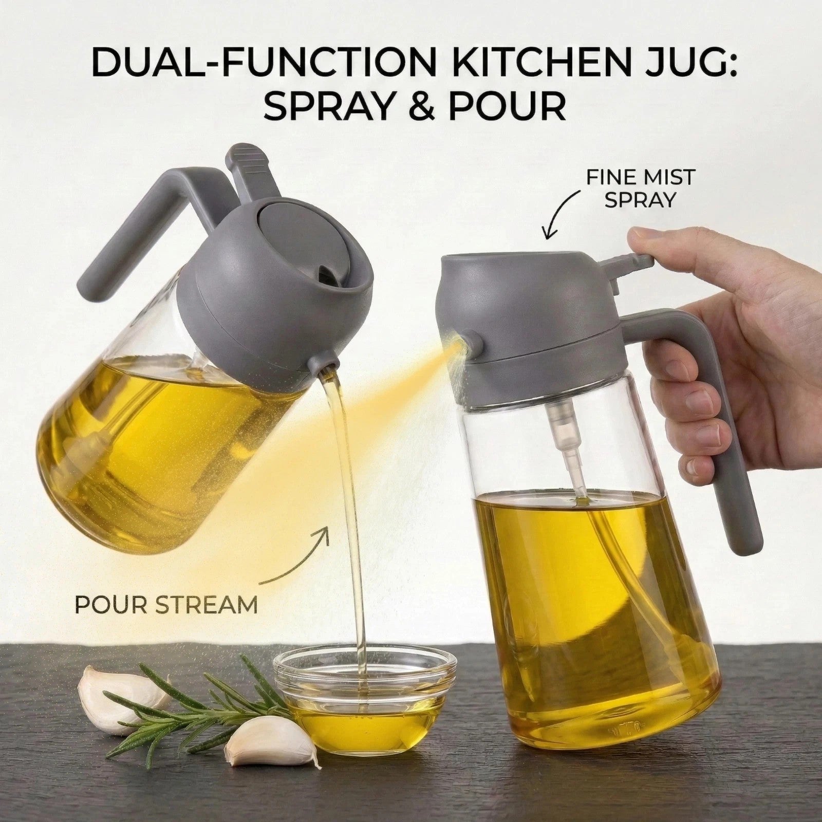 2Pcs Oil Dispenser and Sprayer Glass Bottle Spray Bottle for Cooking Air Frying
