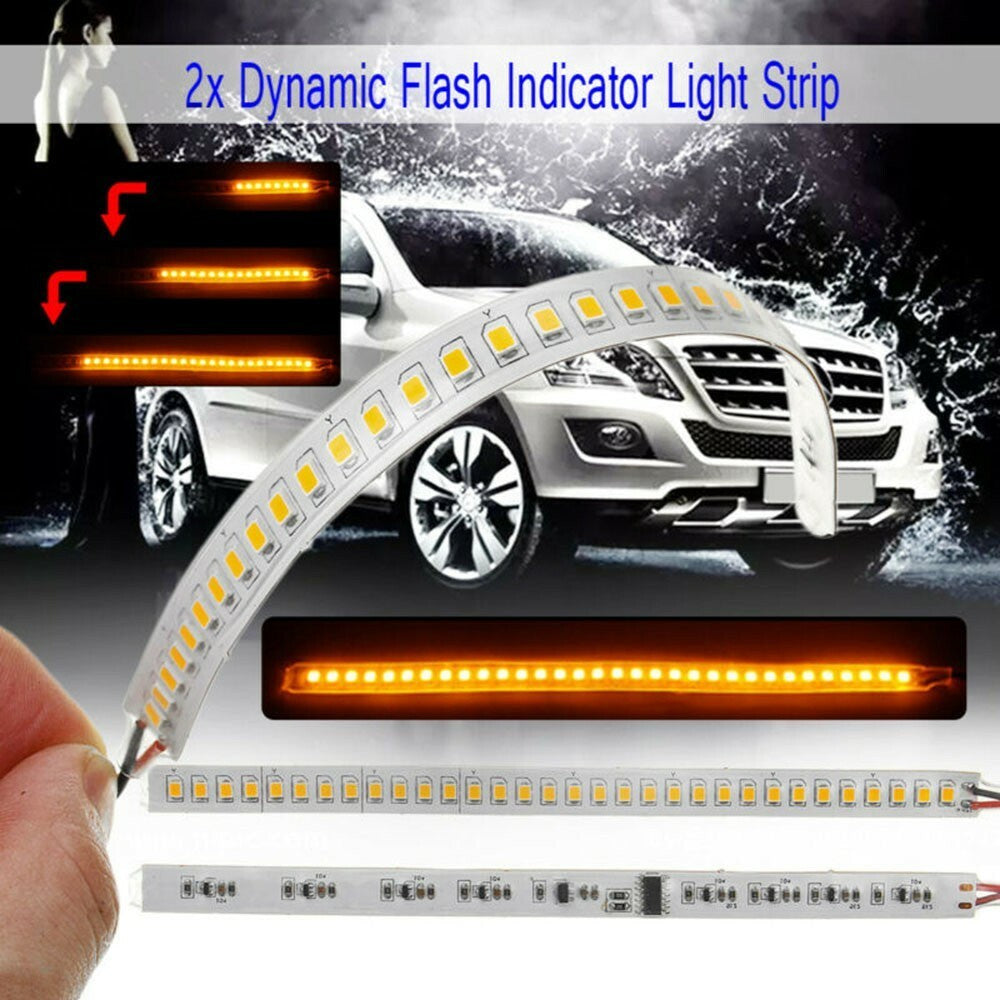 2X Car Sequential LED Strip Turn Signal Indicator DRL Daytime Running Light 7W