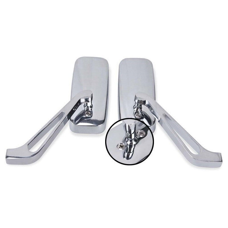 1 set of motorcycle rectangle rearview mirrors, Chrome, for Harley-Davidson