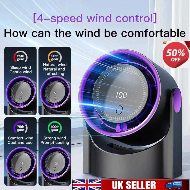 Bladeless Cooling Fan High-Speed USB Rechargeable Quiet Desktop Display Portable