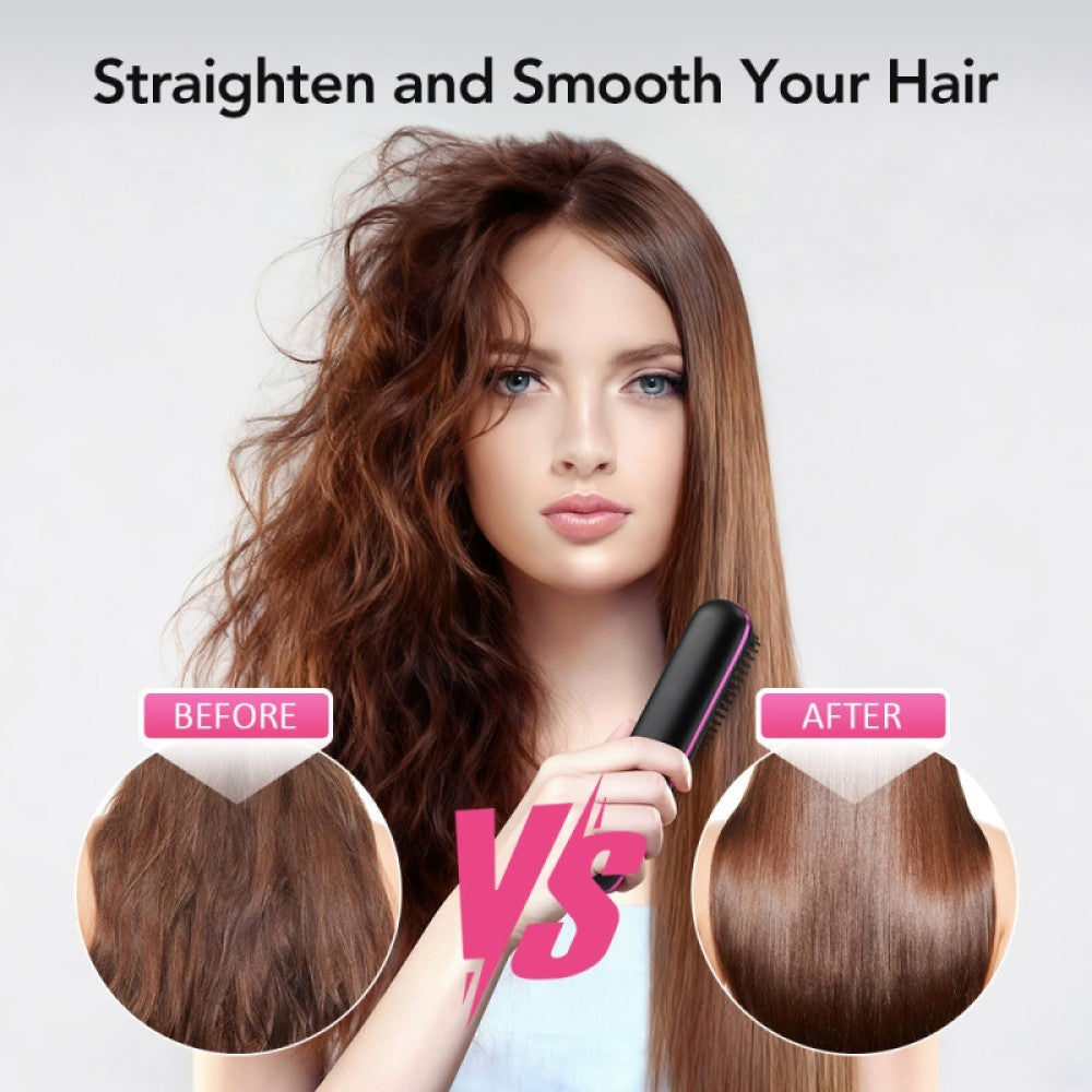 Go Brush Pro, Cordless Hair Straightener Comb, Ionic Heated Hair Brush, Ceramic~
