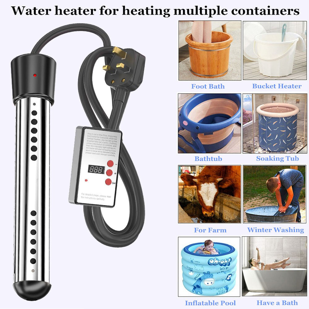 3000W Immersion Water Heater Electric Boiler Heating Portable Suspension UK Plug