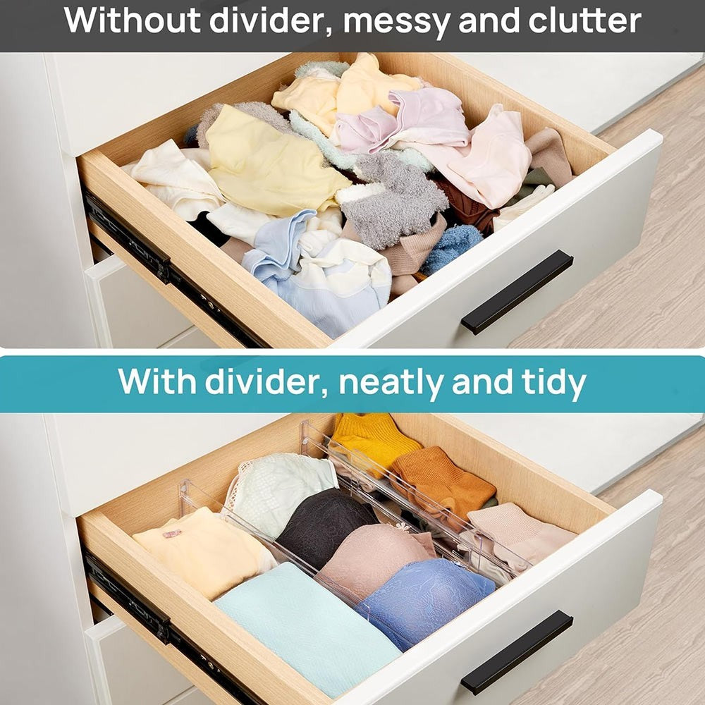 8Pcs DIY Drawer Divider Household Storage Organiser Adjustable Draw Separators