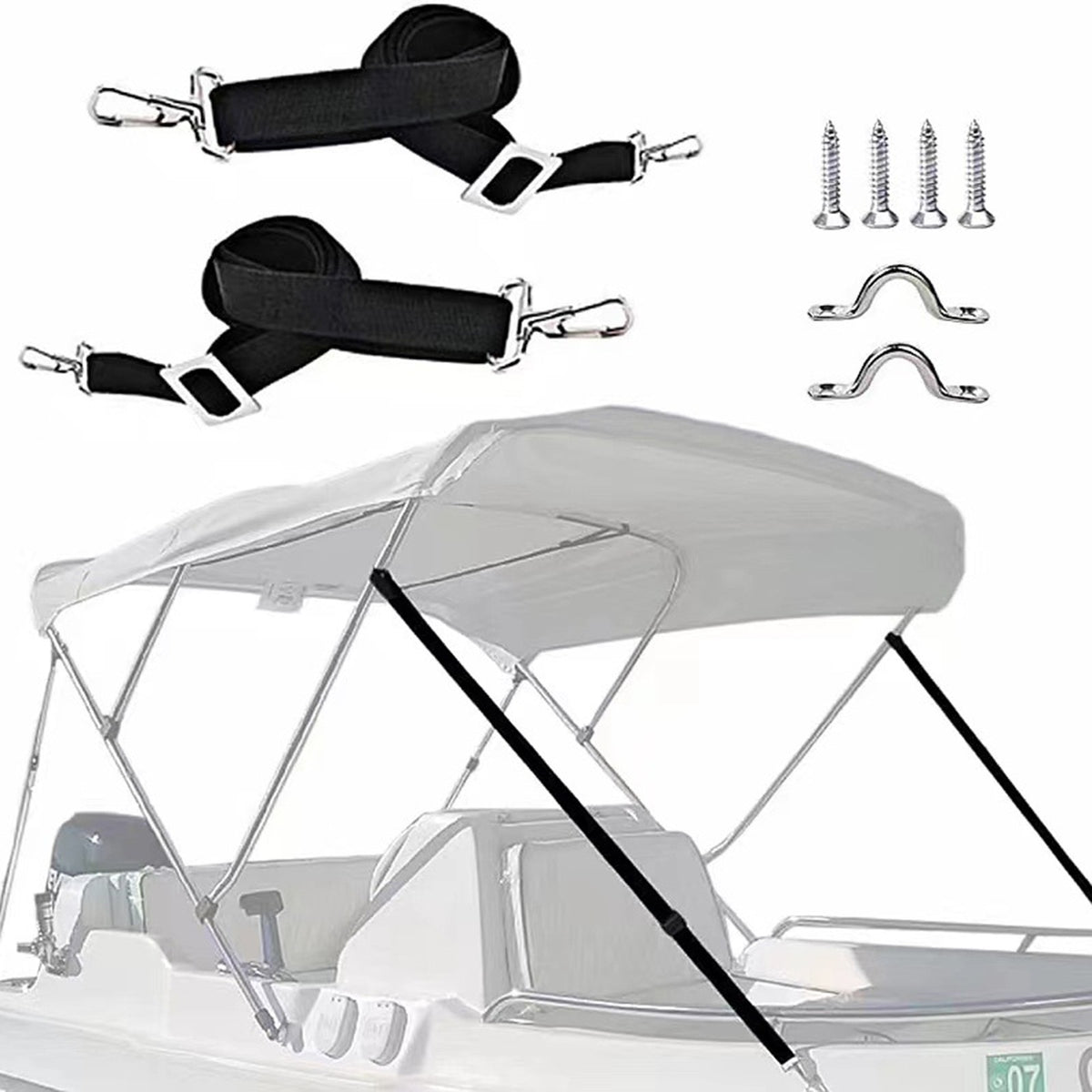 2x Adjustable Bimini Top Straps Marine Top Straps Tie Down Webbing Straps