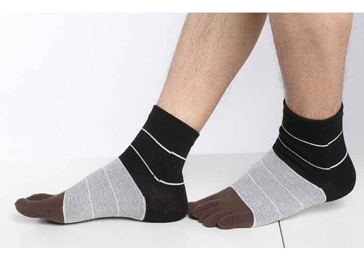 5 pairs Men's Cotton Five Finger Toe Socks Breathable Comfort Thermal Size 7-11