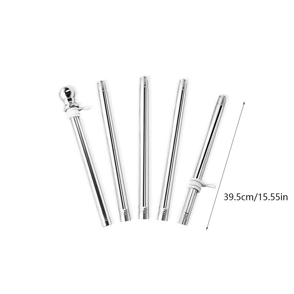 Heavy Duty Adjustable Flag Pole Kit 6FT, Stainless with Free Rings & Outdoor