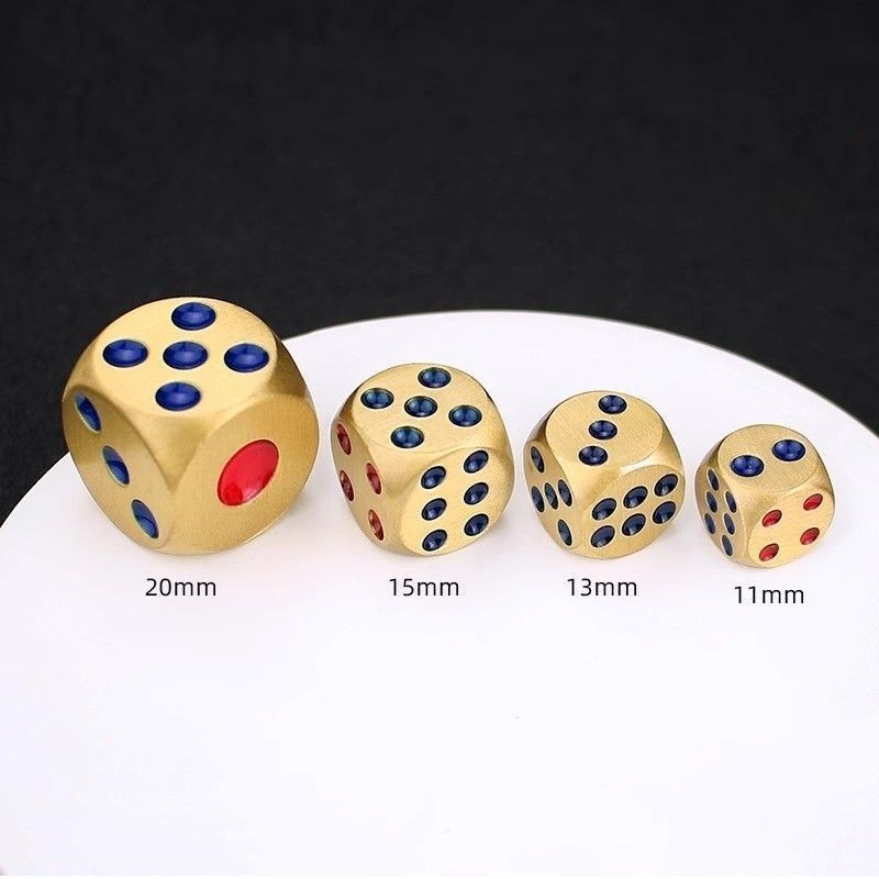 6Pcs 13-20mm Game Solid Brass Dice Heavy Metal D6 Each Hand Polished Gold