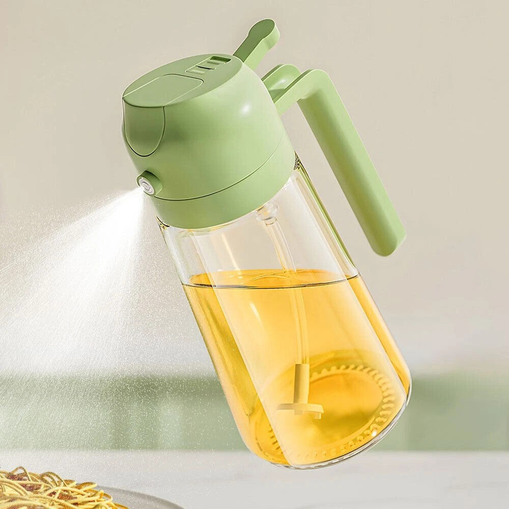 2Pcs Oil Dispenser and Sprayer Glass Bottle Spray Bottle for Cooking Air Frying