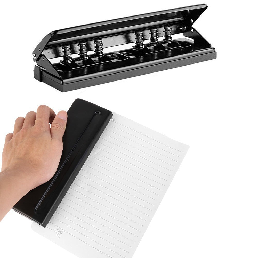 6-Hole Adjustable Metal Paper Punch A4 A5 A6 for Filofax Organisers – Black