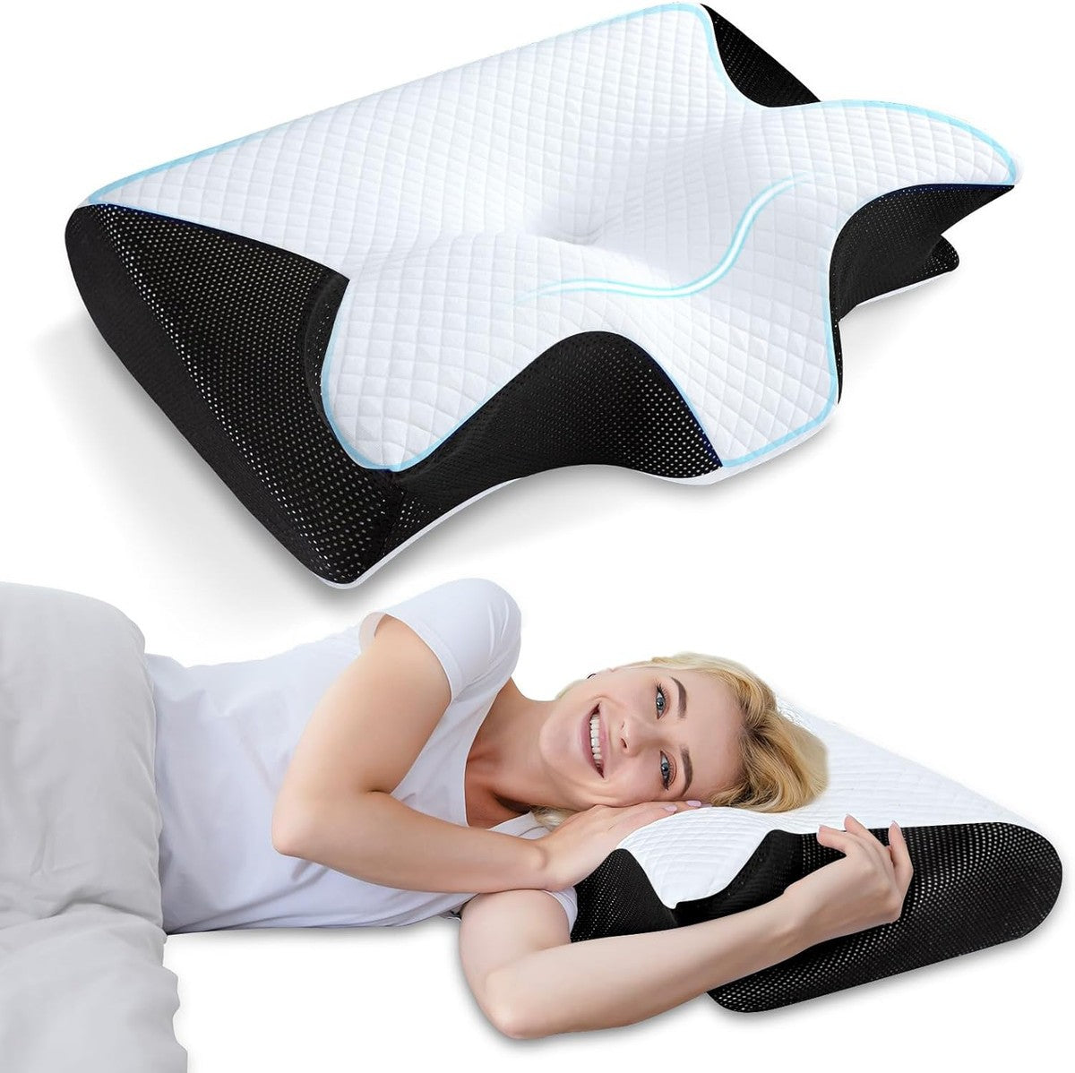 Orthopedic Memory Foam Pillow Ergonomic Shape for Cervical Neck & Shoulder Pain