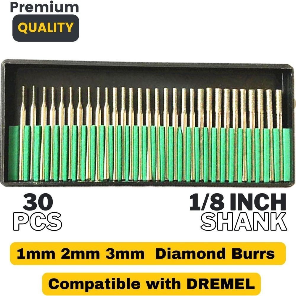 30 pcs 1/8 Shank 1mm 2mm 3mm Diamond Drill Bit Set  Dremel Drill Bits