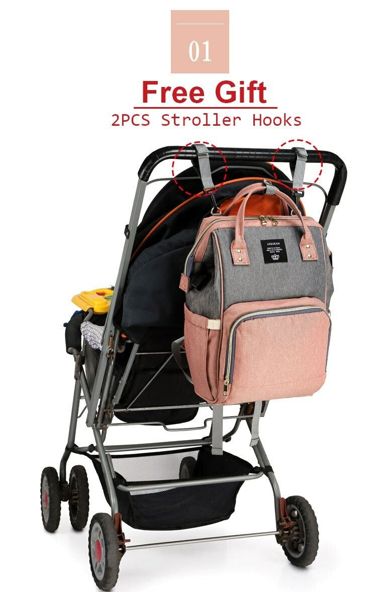LEQUEEN USB Diaper Bag Backpack Baby Nursing Maternity Organizer Bags Waterproof