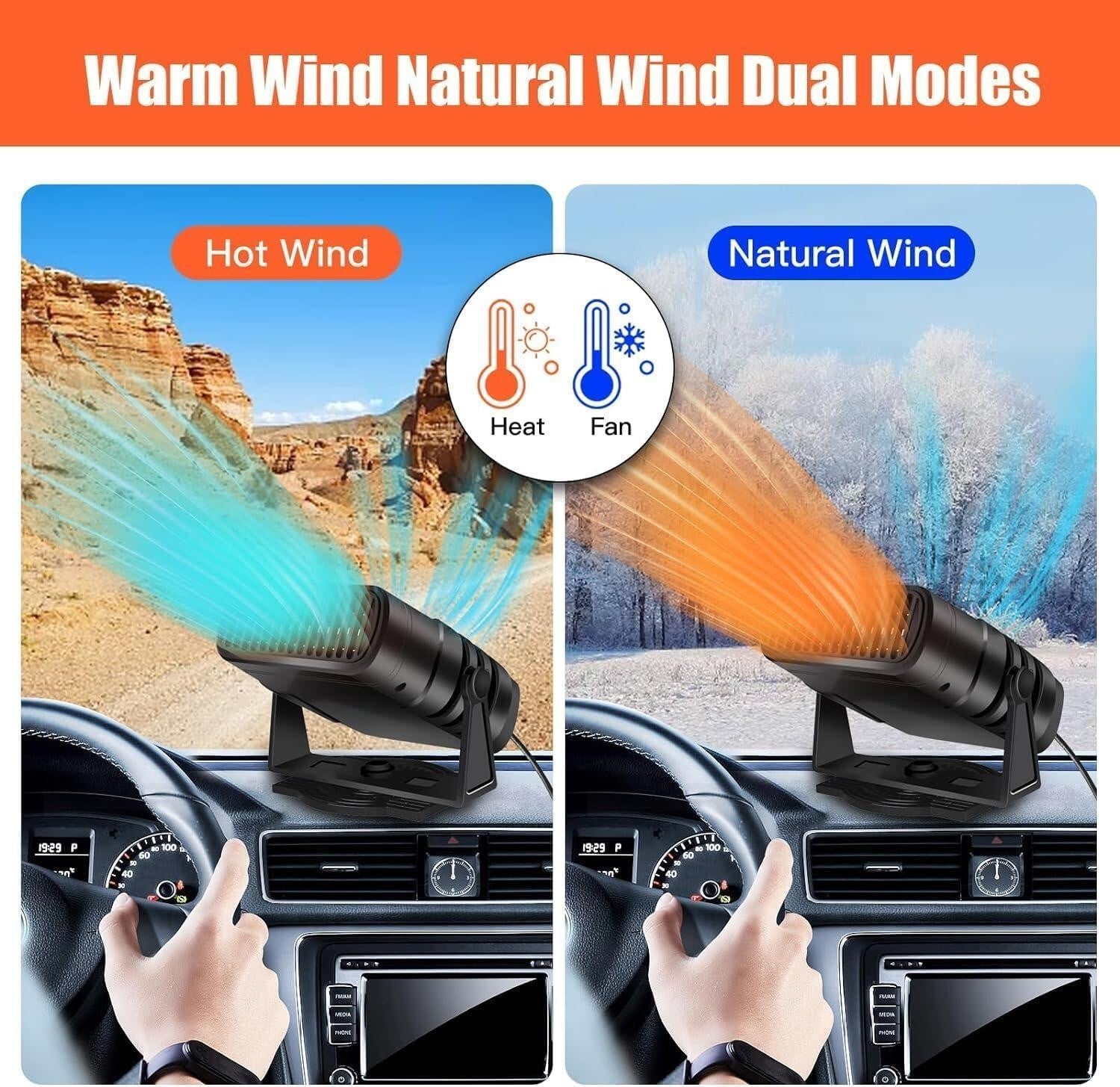 200W Car Heater Portable Electric Heating Fan Defogger Defroster Demister 24V UK