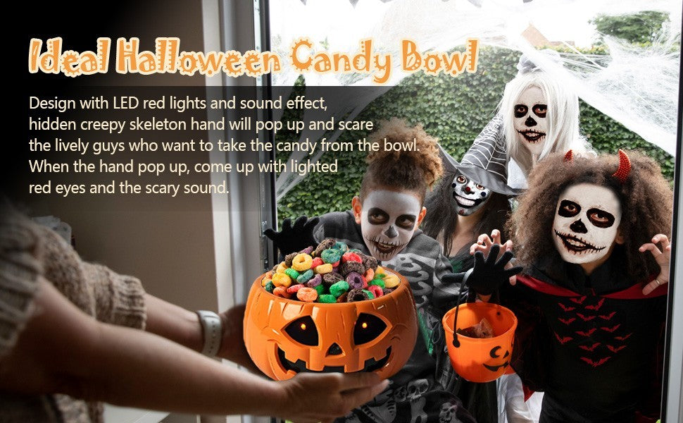 Halloween Pumpkin Candy Bowl Animated Halloween Skull Bowl for Party Decoration