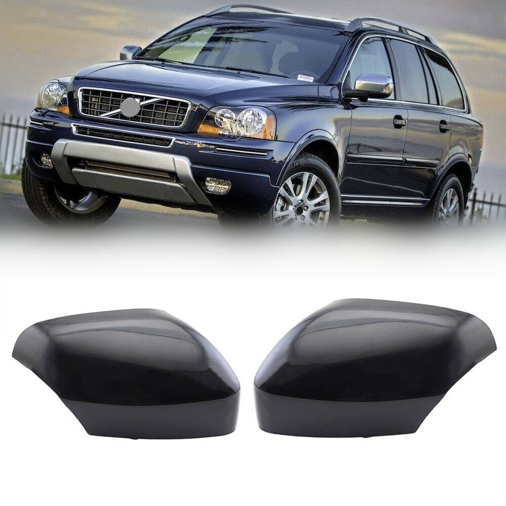 1 Pair Gloss Black Side Rearview Door Mirror Cover Cap For Volvo XC90 2007-2014