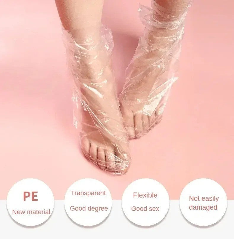 100pcs Disposable Bath Foot Covers Clear Plastic Pedicure Spa Wax Feet Socks