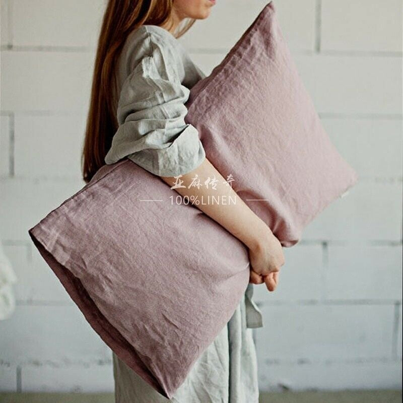 Natural Linen Pillowcases Pure Flax Shams White Pillow Slip Cushion Cover Case