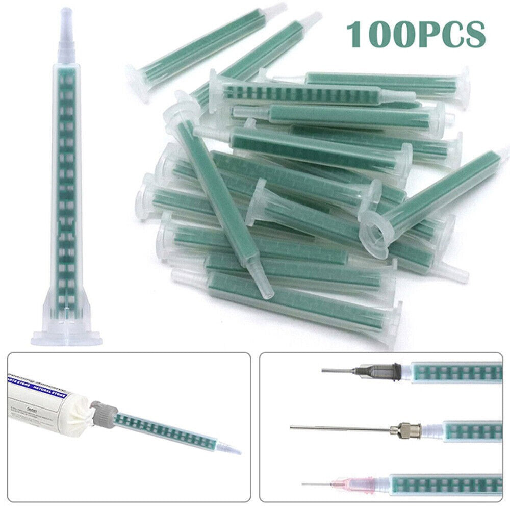 100 Pcs Static Mixer Epoxy Resin Mixing Tube Nozzles Syringe for AB Glue Gun UK