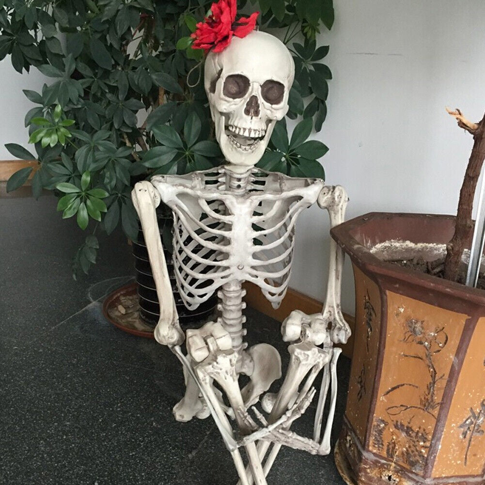 90cm Poseable Full Life Size Human Skeleton Prop Halloween Party Decoration