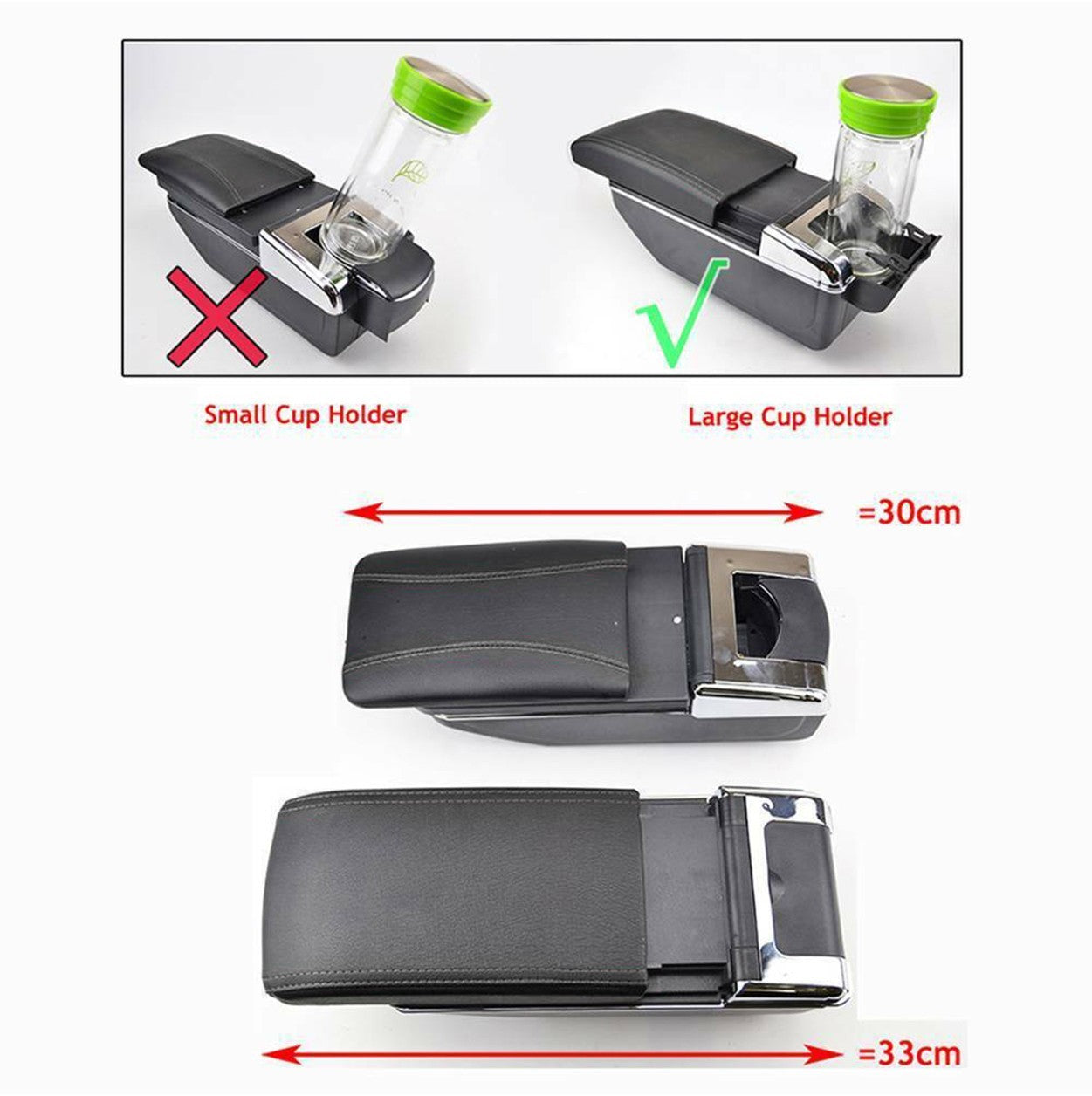 For VW Mk5 Polo 6R 2010-2017 Dual Layer Armrest Car Central Storage Box
