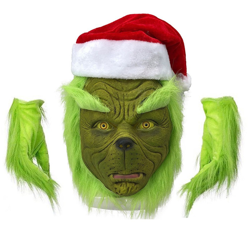The Grinch Full Head Latex Mask Xmas Hat Monster Adult Costume Christmas Cosplay