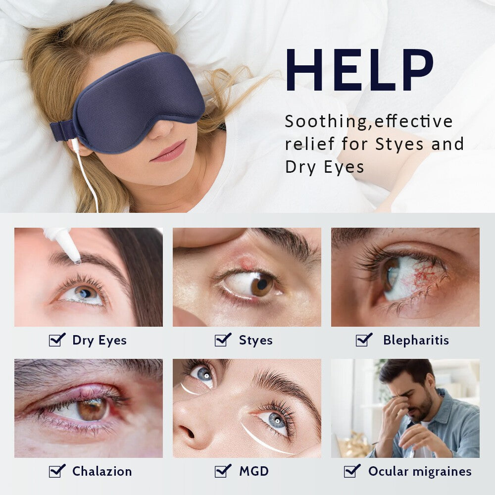 Rechargeable Electric Heated Eye Mask Warm Eye Compress for Dry Eyes Blepharitis