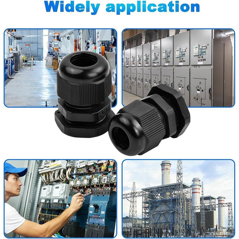 50Pcs Waterproof Nylon Cable Gland Kit IP68 Joints Adjustable Locknut Tool Set