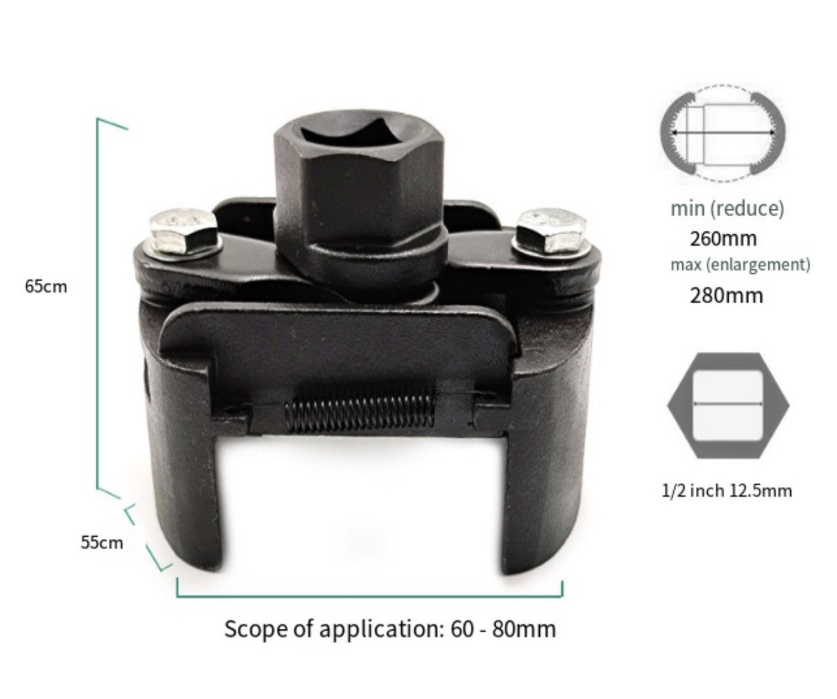 1/2" Universal Adjustable Oil Filter Wrench Set for 60mm-80mm Removal Tool Cap