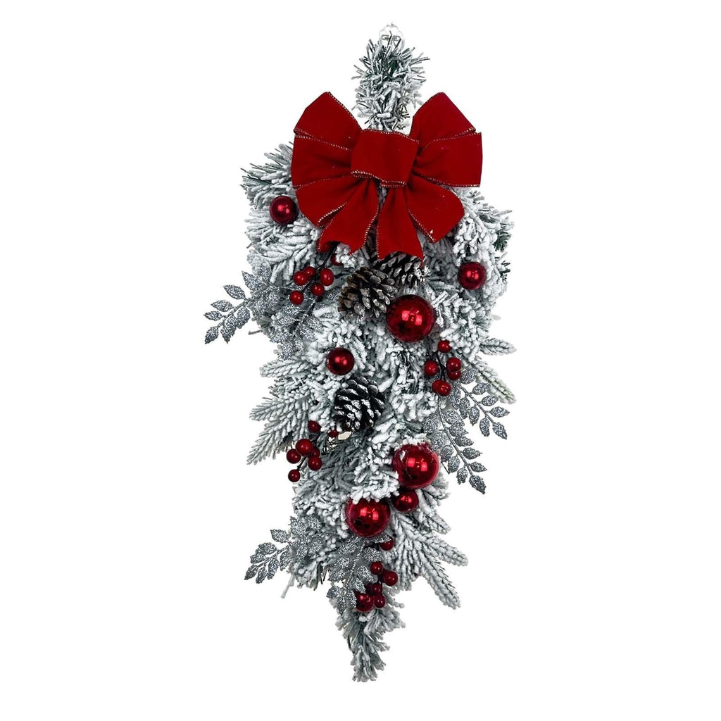 Snowy Christmas Wreath Artificial Wreath Front Door Winter Wreath for Festival