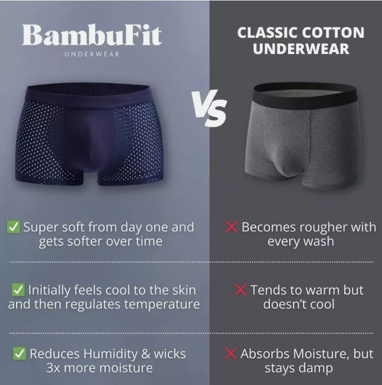 4PACK Bamboo Men's Underwear Boxer Shorts Set Breathable Underpants Men Briefs