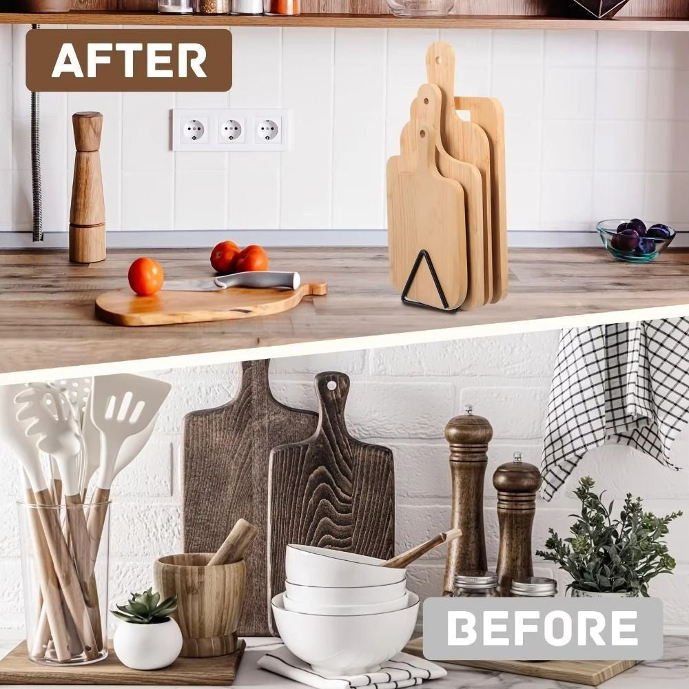 Divided Chopping Board Organizer 4-Slot Kitchen Storage Rack