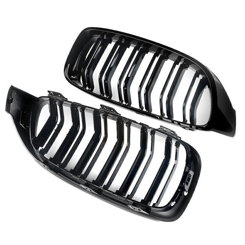 FOR BMW F32 F33 F36 4 SERIES GLOSS BLACK KIDNEY GRILL GRILLE TWIN BAR M4 STYLE
