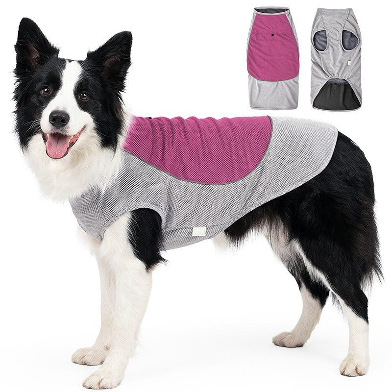 PET DOG CAT COOLING COAT  SUMMER COOL VEST Reflective Pocket can place ice pack