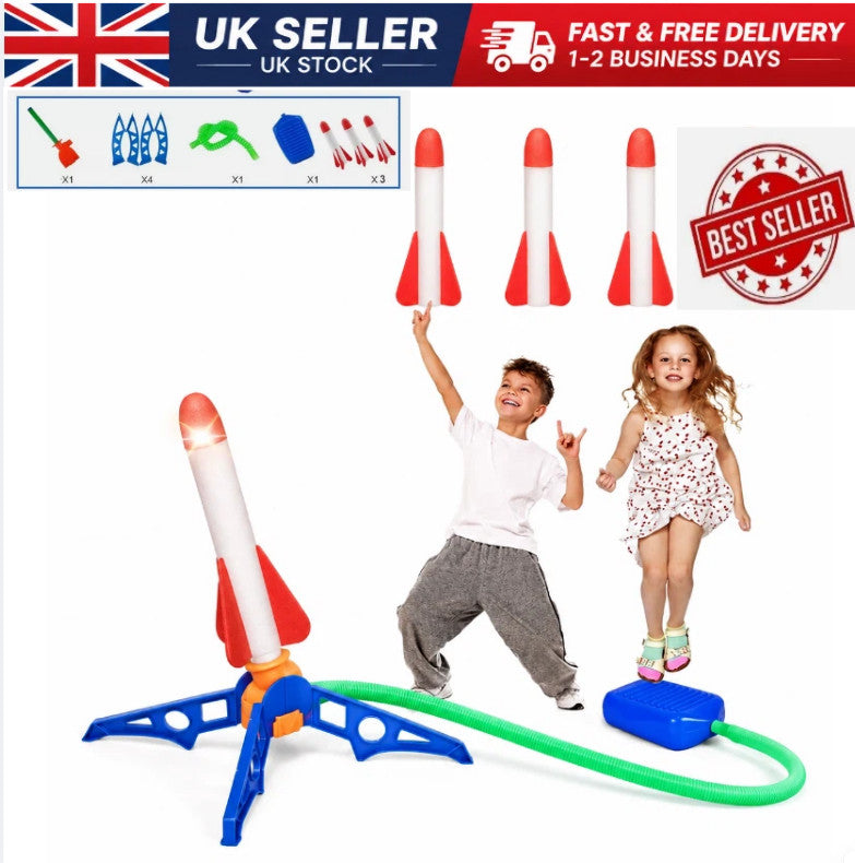 Toy Rocket Launcher for Kids with 3 Foam Rockets and Toy Air Rocket Launch Gift~