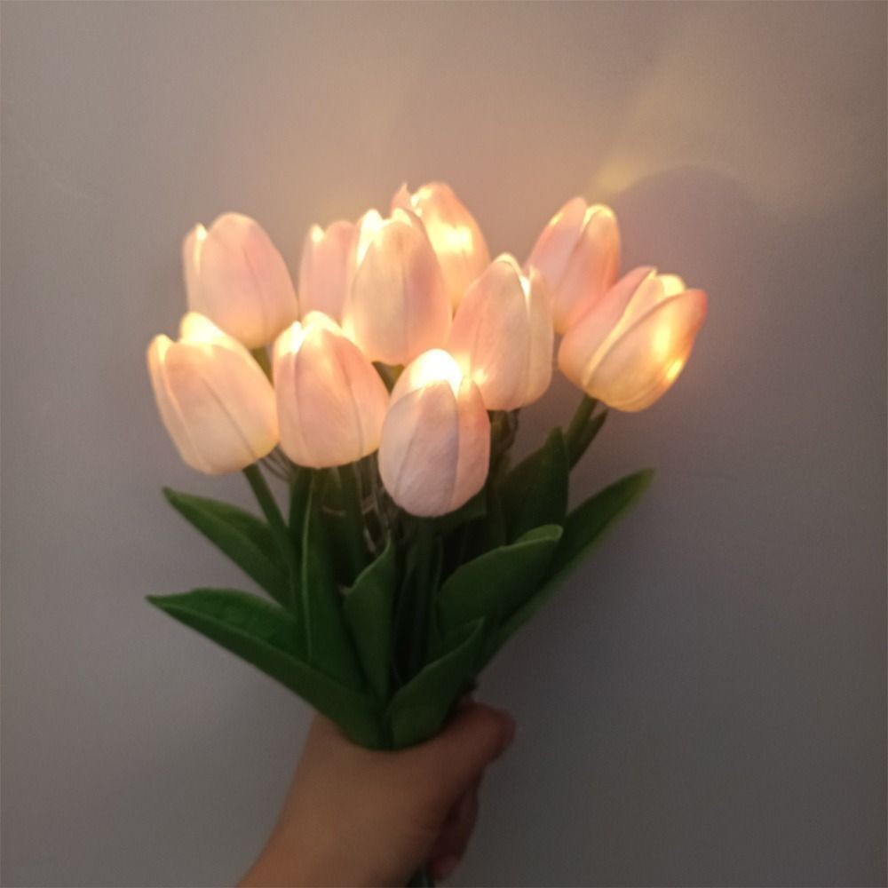 10 Pack Artificial Tulip Flower LED Lamp Bedroom Atmosphere Night Light Gift