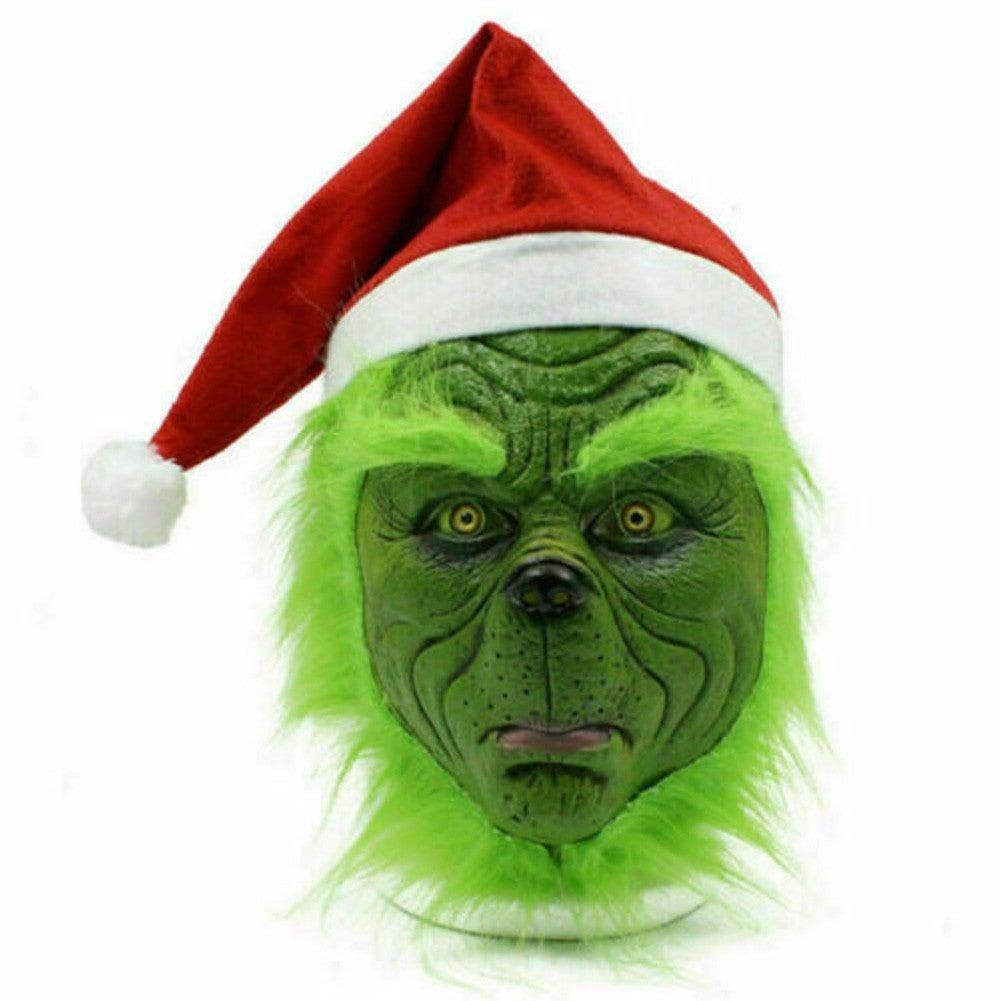 The Grinch Full Head Latex Mask Xmas Hat Monster Adult Costume Christmas Cosplay