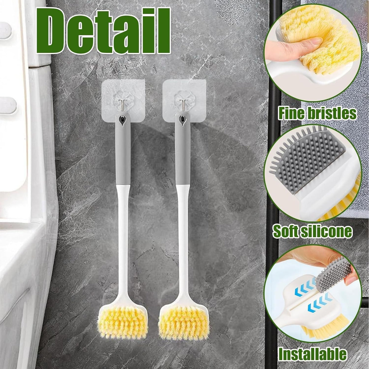 Foot Brush for Shower Scrubber Gap Cleaning Brushes with Long Handles Toe Washer
