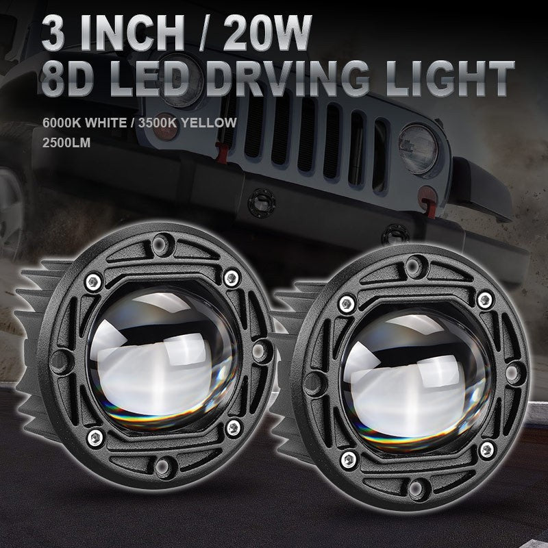 2X 3inch Flush Mount LED Work Light Bar Pods Spot Driving Fog Lamp Offroad Round