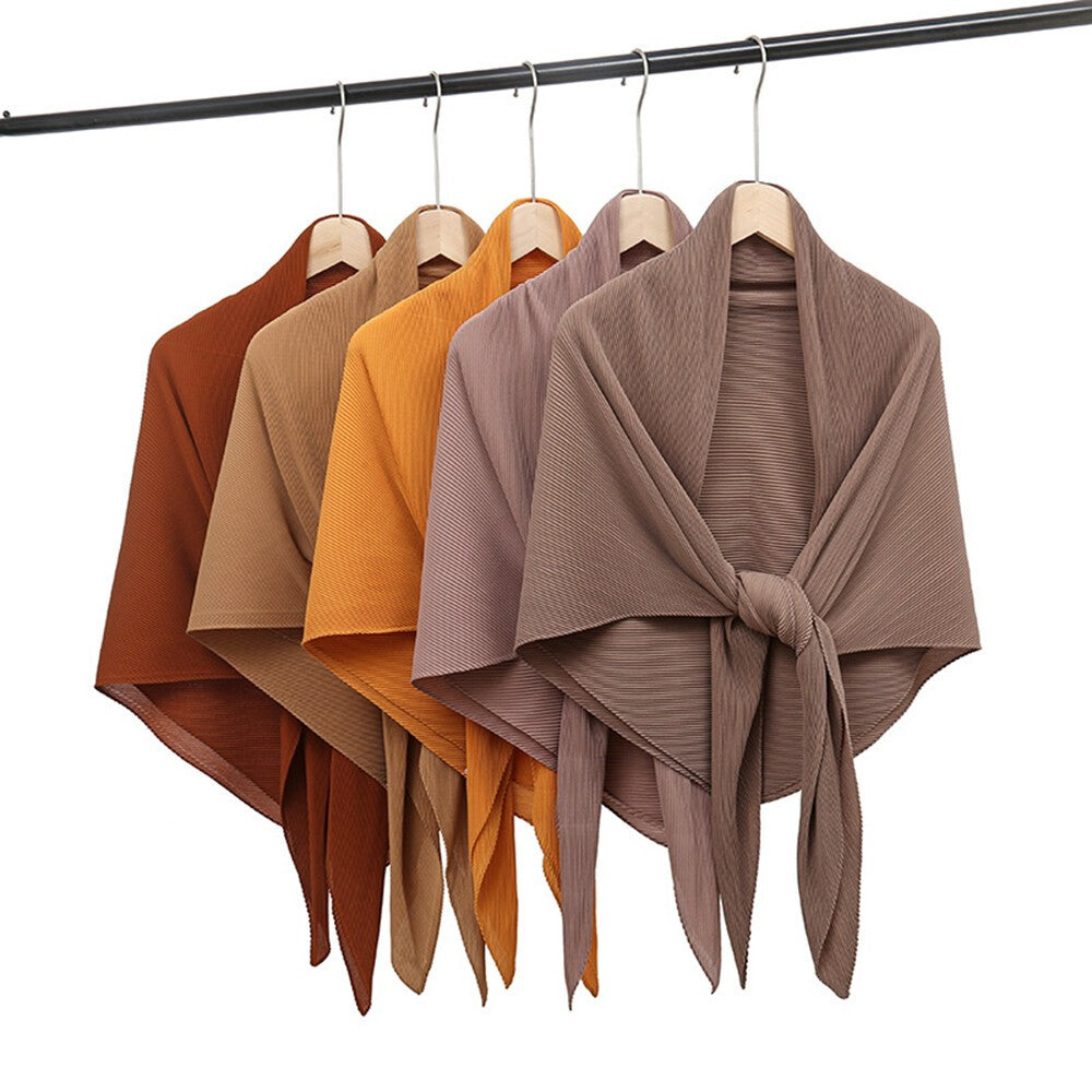Pleated 120cm Square Scarf Women's Muslim Chiffon Hijab Shawls Headscarf Wraps