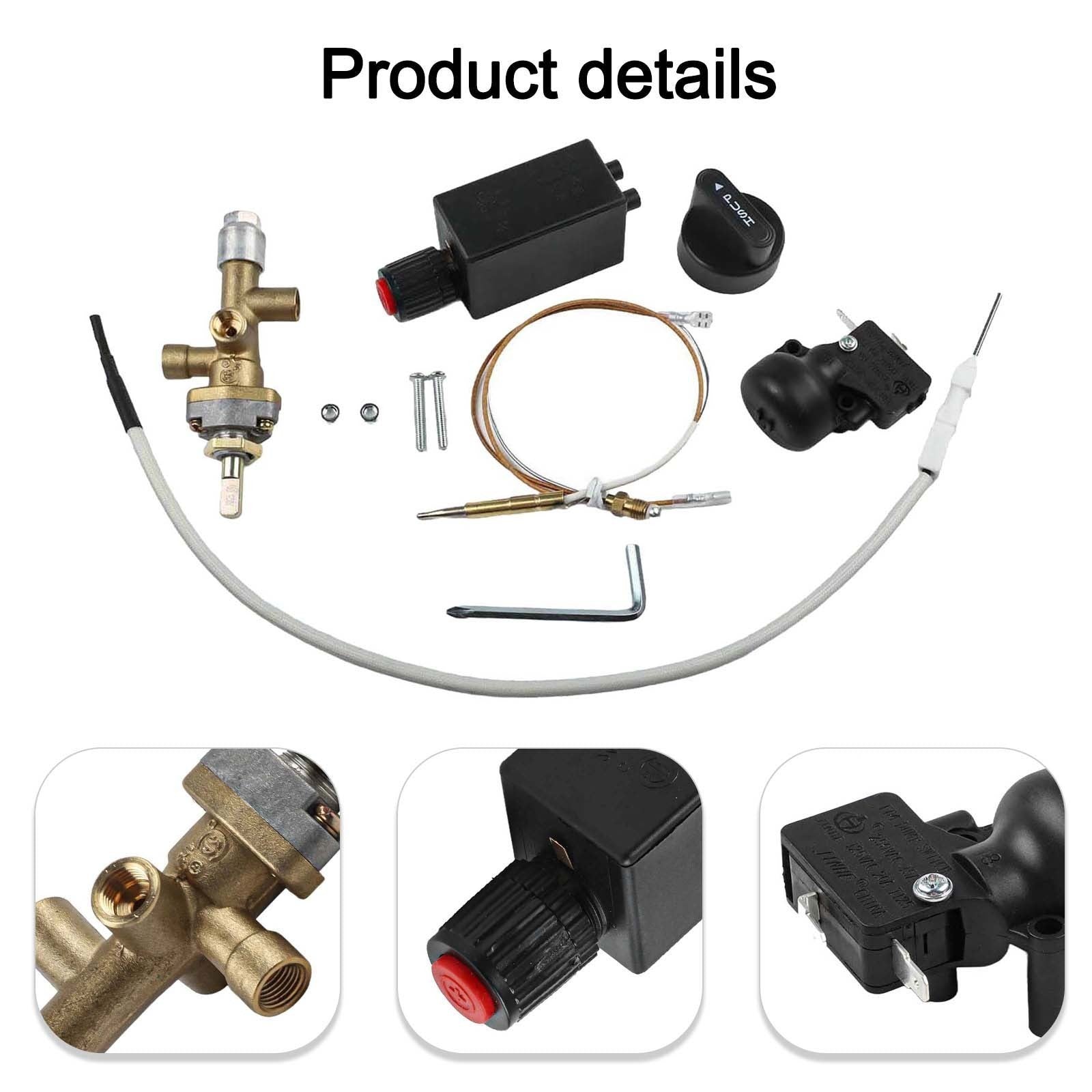 7pcs Patio Gas Heater Replacement Parts Safety Kit Brass Valve Thermocouple
