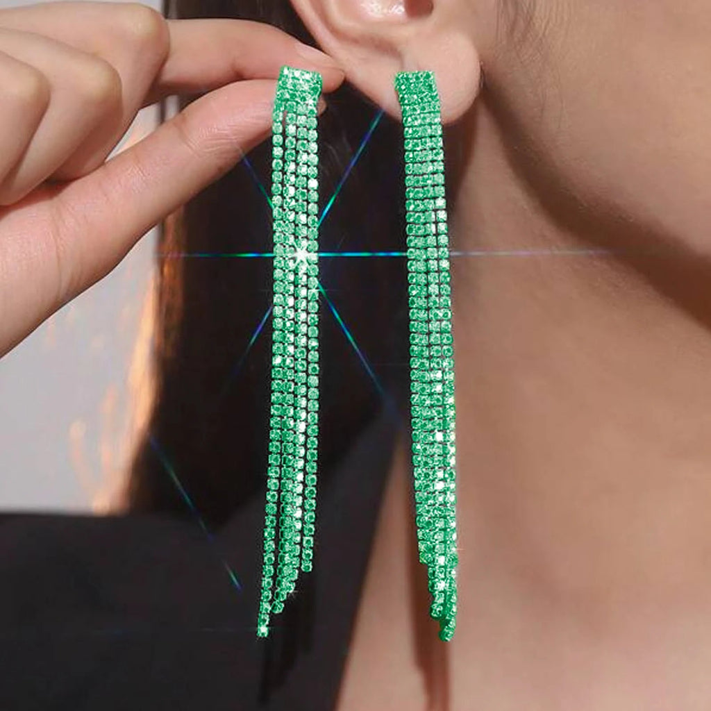 Luxury Rhinestone Crystal Triangle Earrings for Women Bridal Dangling Earrings